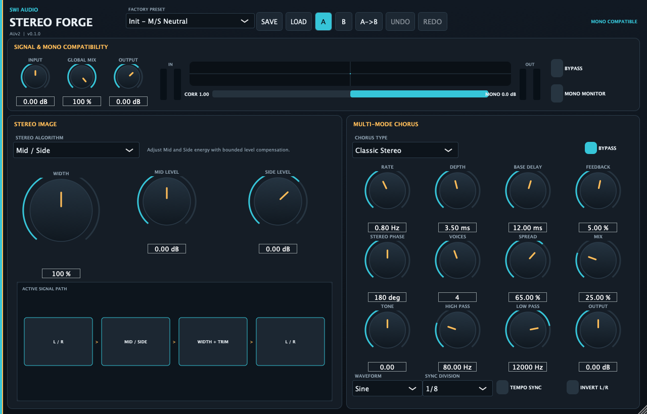 Actual Stereo Forge audio effect main interface